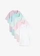 Lot de 5 T-shirts longs amples à col en V, manches courtes, bonprix