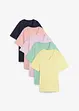 Lot de 5 T-shirts longs et amples à col V, bonprix