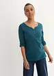 T-shirt manches longues à col boutonné, 100% coton, bonprix