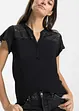 T-shirt col tunisien en jersey viscose avec dentelle, bonprix