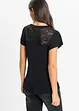 T-shirt col tunisien en jersey viscose avec dentelle, bonprix