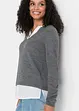 Pull à empiècement chemisier, bonprix