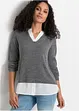 Pull à empiècement chemisier, bonprix