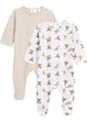 Lot de 2 combipyjamas bébé en coton, bonprix