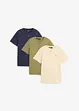 Lot de 3 T-shirts col tunisien 100% coton, bonprix