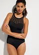 Maillot 1 pièce sculptant, maintien modéré, avec mesh transparent, bonprix