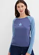 T-shirt manches longues bicolore à broderie, bonprix