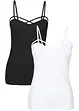 Lot de 2 tops à bretelles fines, bonprix