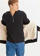 T-shirt manches longues col tunisien 100% coton, Slim Fit, bonprix