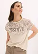 T-shirt à empiècement tissé et strass, bonprix