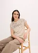 T-shirt à empiècement tissé et strass, bonprix