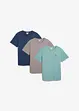 Lot de 3 T-shirts col tunisien 100% coton, bonprix