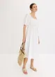 Robe midi à manches bouffantes et haut smocké, bonprix