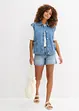 Short en jean taille haute, peu extensible, bonprix