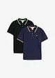 Lot de 2 polos en maille piquée, 100% coton, bonprix