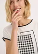 T-shirt à imprimé placé et passepoil contrastant, bonprix
