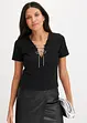 T-shirt cropped avec lien brillant à nouer sur l’encolure, bonprix