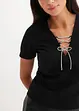 T-shirt cropped avec lien brillant à nouer sur l’encolure, bonprix