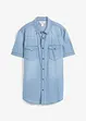Chemise manches courtes slim en jean, 100% coton, bonprix