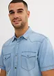 Chemise manches courtes slim en jean, 100% coton, bonprix