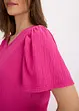 T-shirt en crêpe texturé à manches papillon, bonprix