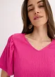 T-shirt en crêpe texturé à manches papillon, bonprix