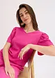 T-shirt en crêpe texturé à manches papillon, bonprix
