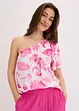 Blouse à encolure asymétrique en viscose texturée, bonprix