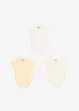 Lot de 3 bodies bébé croisés manches courtes, 100% coton, bonprix