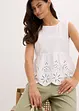 Blouse sans manches avec broderies anglaises, fendue sur les côtés, bonprix