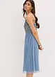 Robe midi à jupe plissée et sequins brodés, bonprix