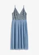 Robe midi à jupe plissée et sequins brodés, bonprix