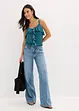Jean large taille mi-haute, longueur sol, peu extensible, bonprix