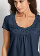 T-shirt coton et dentelle, manches courtes, bonprix