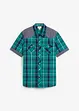 Chemise manches courtes avec empiècements denim, bonprix