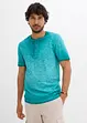 T-shirt col tunisien en 100% coton, aspect délavé, bonprix