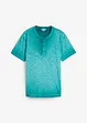 T-shirt col tunisien en 100% coton, aspect délavé, bonprix