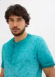 T-shirt col tunisien en 100% coton, aspect délavé, bonprix