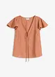 Blouse légèrement brillante à mancherons volantés, bonprix