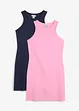 Lot de 2 robes à bretelles en interlock 100% coton, bonprix