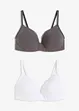 Lot de 2 soutiens-gorge coton à coques sans armatures, bonprix