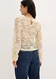 T-shirt court en dentelle extensible, bonprix