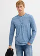 T-shirt manches longues délavé col tunisien, 100% coton, bonprix