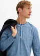 T-shirt manches longues délavé col tunisien, 100% coton, bonprix