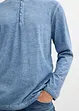 T-shirt manches longues délavé col tunisien, 100% coton, bonprix