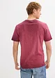 T-shirt col tunisien en 100% coton, aspect délavé, bonprix