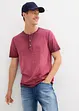 T-shirt col tunisien en 100% coton, aspect délavé, bonprix