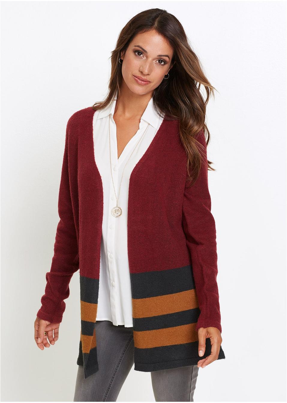  Cardigan  bordeaux  anthracite chin  Femme  bpc selection 