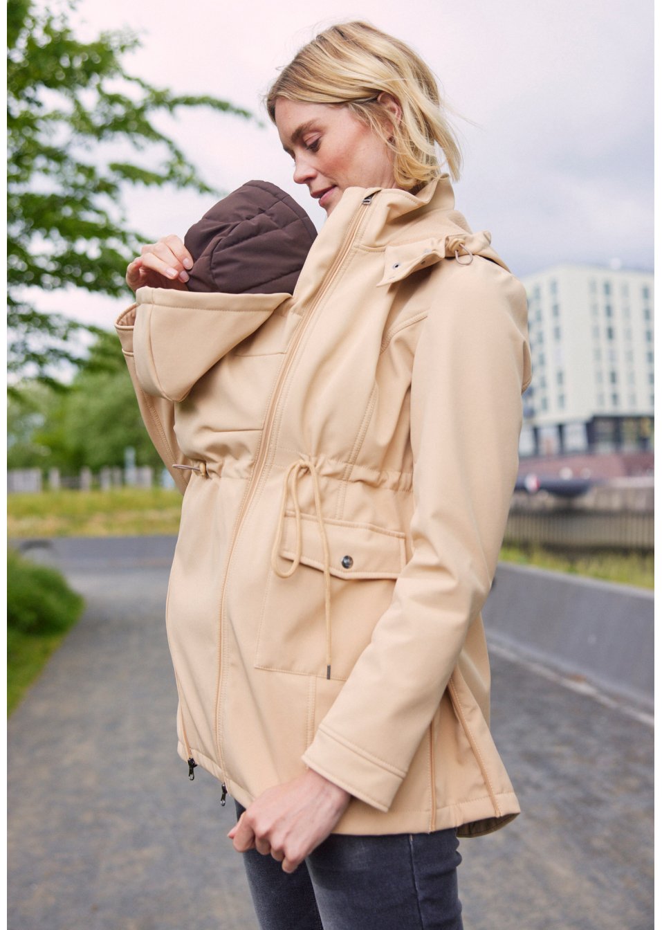 Be Mama - Maternity & Baby wear - Veste imperméable 3 en 1 - Veste de  portage/pull - Veste de grossesse - Veste pour femme - En polaire  douillette 